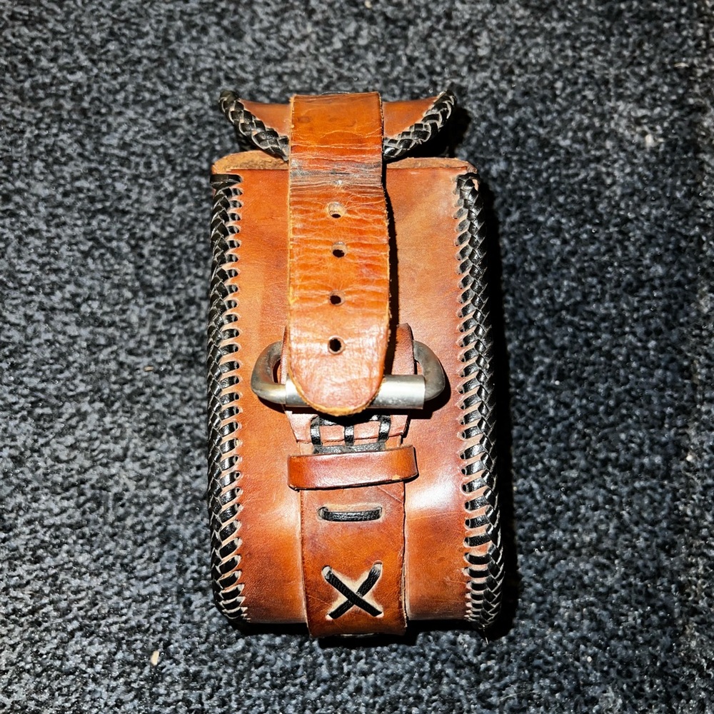 Vintage Belt Bag Handmade Brown Genuine Leather Buckle Bag Satchel Bag - Picture 2 of 15